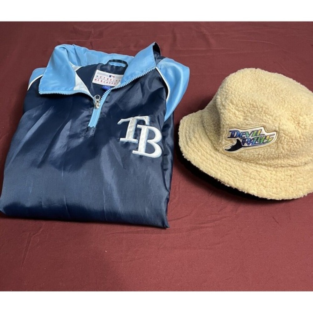 Tampa Bay Ray Jacket Men's XL Reebok Baseball Genuine Merchandise & Hat Lot Of 2